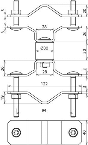 Dehn BSC D40 D45.65 V2A Fixing Clamp For Pipes With Spacer - 105161