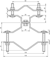 Dehn Geländerschelle D 70-90mm für Rohre D-50mm DEHNiso Combi - 105355