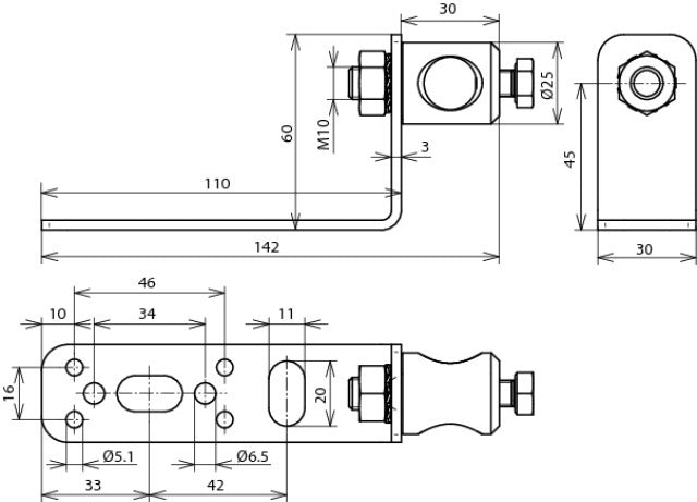 Dehn Montagewinkel 90 Grad StSt mit Klemmschraube Al D 16mm - 106311