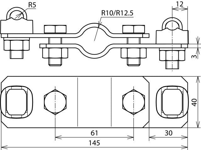 Beidseitiger Verbindungsbügel für 20mm Erdungsstangen - 620012