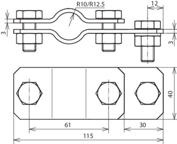 Dehn Erdungsstangenanschlusswinkel mit Schraube M10x20mm - 620021