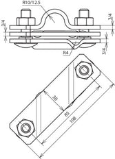 Dehn StSt Anschlussbügel für Erdungsstangen V4A D25mm Rd 7-10mm Fl-40 - 649015