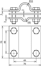 Dehn Erdungsstabklemme Edelstahl für D 20mm Rd 7-10mm Fl -40mm - 610020