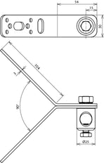 Dehn StSt Y-förmige 90 Grad Halterung mit Spannbolzen - 106316