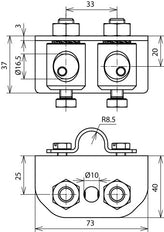 Dehn-Adapter Winkelträger Luftabschlussstangen V2A - 106325