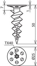 Dehn Rigid Foam Plates Dowel L 50mm PA For Screws D 4.5mm - 200600 [2 pieces]
