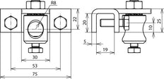 Dehnklemme für Profile 3-18mm mit Klemmbolzen Al - 106319