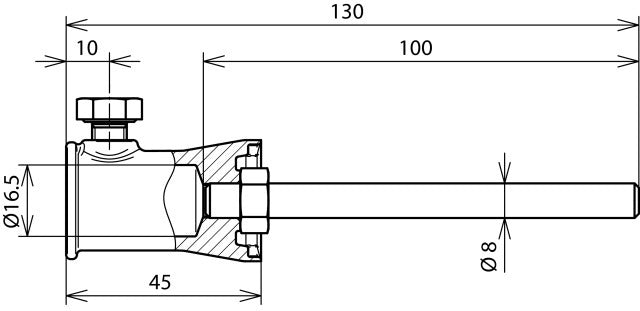 Dehnbefestigungsadapter D 16mm gerade ZDC/StSt für Dehniso - 106340