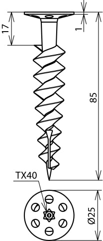 Dehndübel für Hartschaumplatten L85mm PA für Schrauben D4,5mm - 200601 [2 Stück]