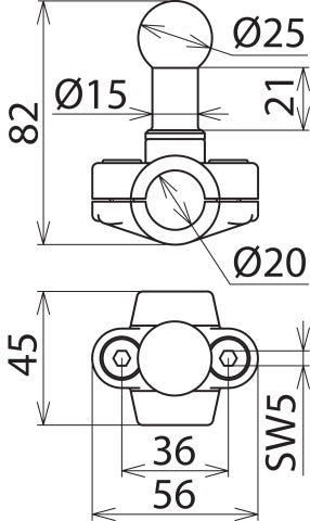 Dehn Feste Kugelspitze D 25MM Klemme Typ A Rundleiter - 725020