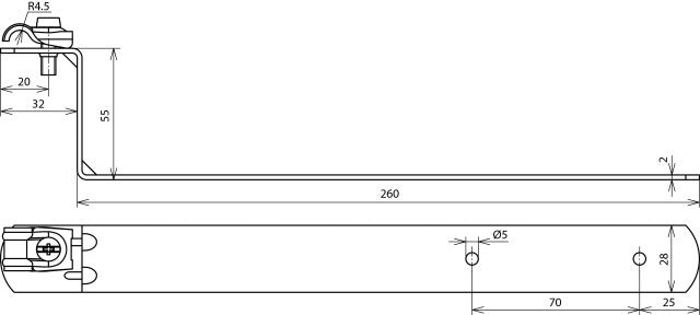 Dehn Dachleitungshalterung mit Strebe L 260mm StTZN - 202040