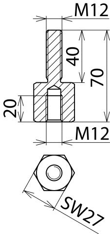 Dehn Schraubverbinder M12 Innengewinde M12x40 - 705504
