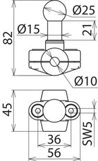 Dehn Feste Kugelspitze D25mm - Klemme Typ A für Rundleiter 10mm - 725010