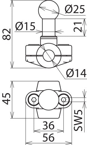 DEH KFP 25 RL 14 Feste Kugelspitze D 25mm Klemme Typ A - 725014