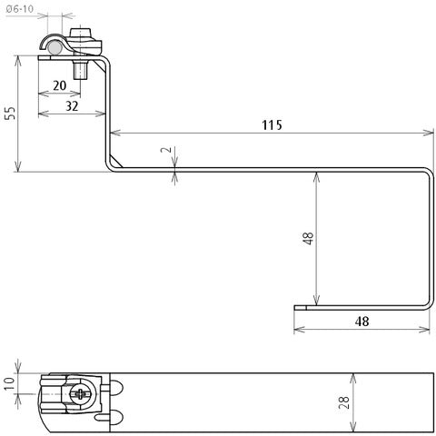 Dehn Quick Roof Leitungshalter mit Strebe 6-10mm L 115mm - 202050