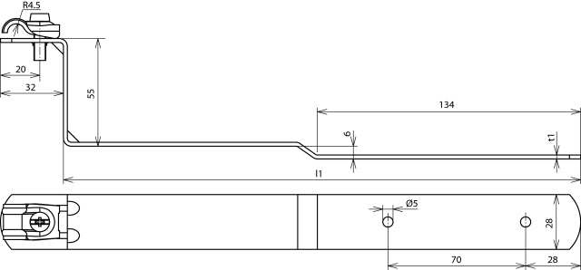 Dehn Schnelldach-Leitungshalter StSt Rd 6-10mm L 260mm - 202901