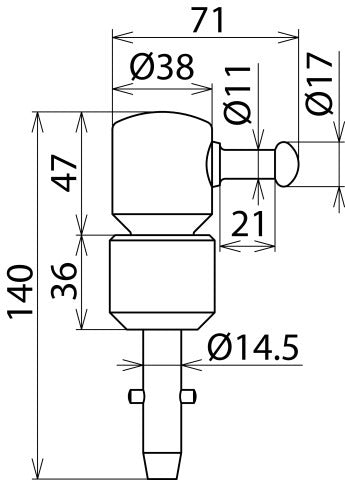 Dehn SSK SQ Schaltknüppelkopf mit T-Stift-Schaft - 765009