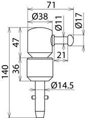 Dehn SSK SQ Schaltknüppelkopf mit T-Stift-Schaft - 765009