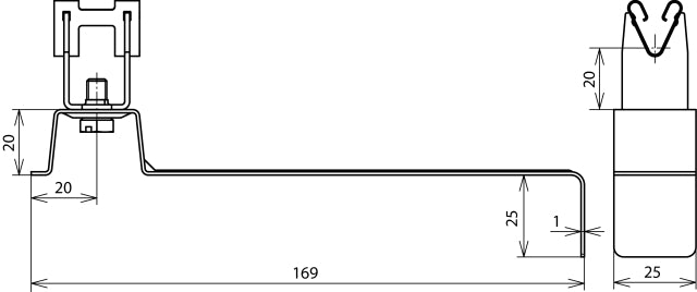 Dehn Edelstahl Dachleitungshalter 20mm für 8mm Stange - 206359