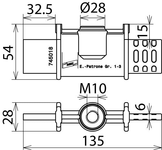 Dehn Earthing Cartridge NH Size 1-3 EP NH1 3 TI M10 - 745018