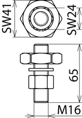 Verschraubter Verbinder mit Gewindebolzen M16x65mm und Mutter - 750500