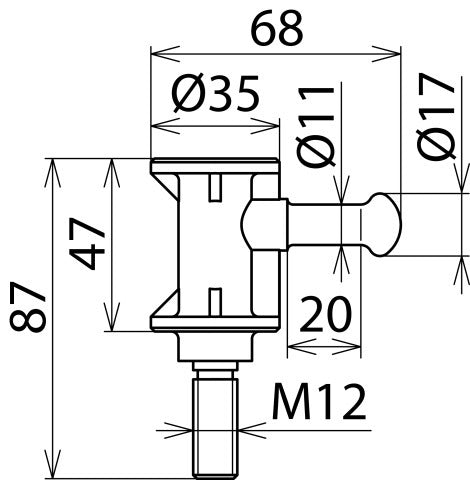 Dehn Schaltstockkopf mit M12 Gewinde - 765005