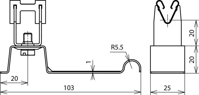 Dehn Dachleitungshalterung H20 L103 Rd 8mm mit Strebe - 206349