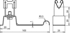 Dehn Dachleitungshalterung H20 L103 Rd 8mm mit Strebe - 206349