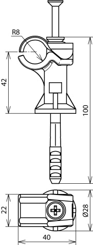 DEHNfix Rutenhalter mit Schlagdübel D 8m Grau - 252000 [2 Stück]
