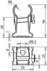 Edelstahl-Rutenhalter für 13-16mm Wandhalterung mit 6,5mm Bohrung - 275019 [2 Stück]