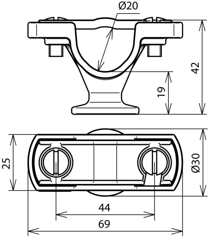 Dehn Cond Halter PA Grau Für HVI CUI Cond D 20mm Flansch M8 - 275220 [2 Stück]