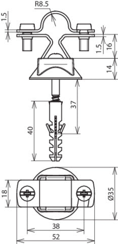 DEHN Edelstahl-Rutenhalter mit Holzschraube und Kunststoffdübel - 274260
