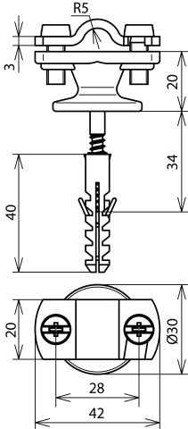 Dehn Conductor Holder With Flange For Rd 7-10mm - 275160