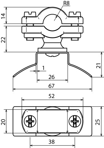 Edelstahl-Rutenhalter mit Spanngurt-Befestigungsteil - 275716