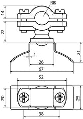 Edelstahl-Rutenhalter mit Spanngurt-Befestigungsteil - 275716