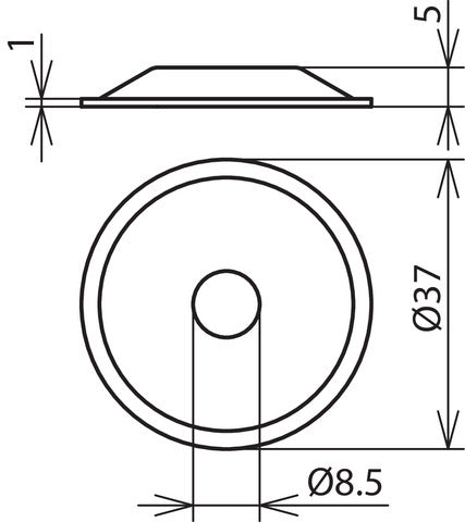 StSt Abdeckplatte H5m T37mm für Dirigenten- und Rutenhalter - 276009 [5 Stück]