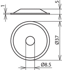 StSt Abdeckplatte H5m T37mm für Dirigenten- und Rutenhalter - 276009 [5 Stück]