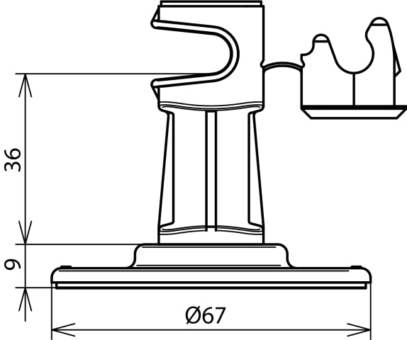 Dehn Dachleitungshalter H 36mm Grau mit Klebepad D 67mm - 297110