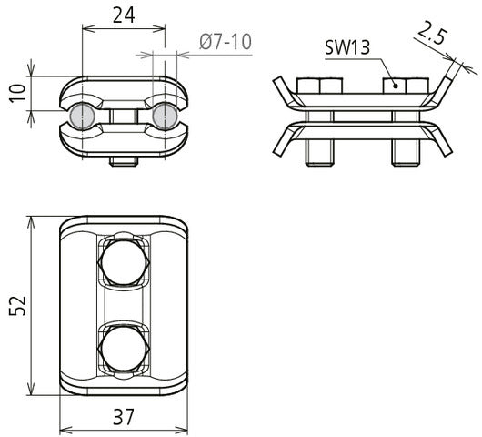 Dehn PV 7.10 SKM8X20 STTZN Parallelverbinder für RD 7-10mm - 307000 [2 Stück]