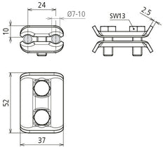 Dehn PV 7.10 SKM8X20 STTZN Parallelverbinder für RD 7-10mm - 307000 [2 Stück]