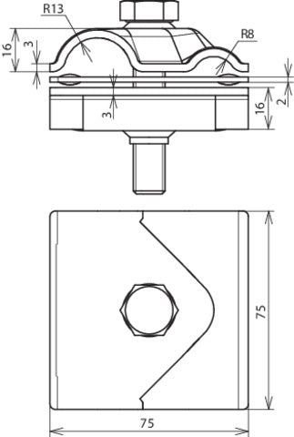 Dehn Maxi MV Klemme mit M12x65mm Schraube für RD 8-16 15-25mm - 308041