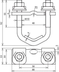 Dehn U-Klemme für 16-48mm Stangendurchmesser und 30-40mm Rahmen - 308046