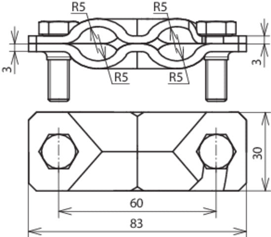 Dehn SVP Klemme für Rd 8-10mm Fl 30mm ohne Einsatz - 308060 [2 Stück]