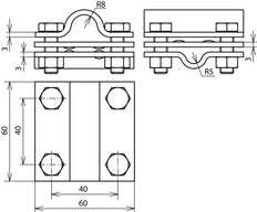 Dehn Cross Unit Edelstahl für Rd 8-10/16mm Rd 16/Fl 30mm - 319219