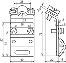 Dehn Edelstahl-Dachrinnenschelle 13-25mm mit zwei Schrauben - 338009