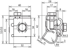 Dehn Dachrinnenklammer mit Doppelklemme für Rd 8-10mm Wulst 16-22mm - 339050 [2 Stück]