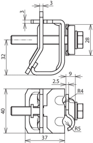 Double Cleat Gutter Clamp For Bead 16-22mm Rd 8-10mm - 339110 [2 pieces]