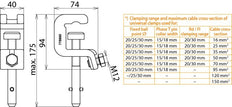 Dehn-Universalklemme UK 30 SQ für 25/30mm-Leiter - 773330