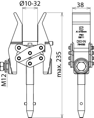 Phasenklemme D 10-32mm T-Pin-Wellenverbindungselement - 784032