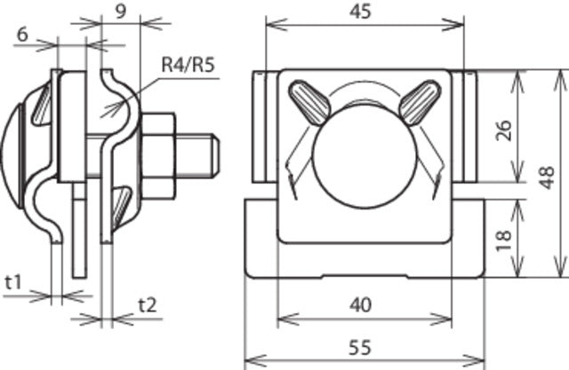Dehn Cu-Sattelklemme für Rd 8-10mm Bereich 0.7-10mm - 365227